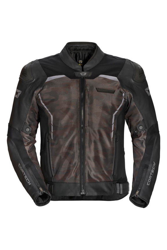 Vader Mens Leather Motorcycle Jacket Black/Camo MD