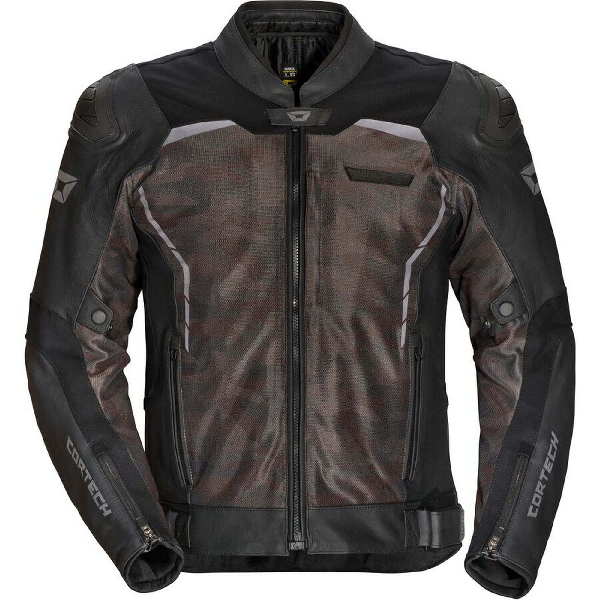 Cortech Vader Mens Leather Motorcycle Jacket Black Camo XXL