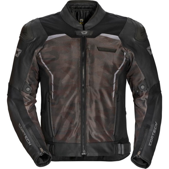 Cortech Vader Mens Leather Motorcycle Jacket Black/Camo XXL