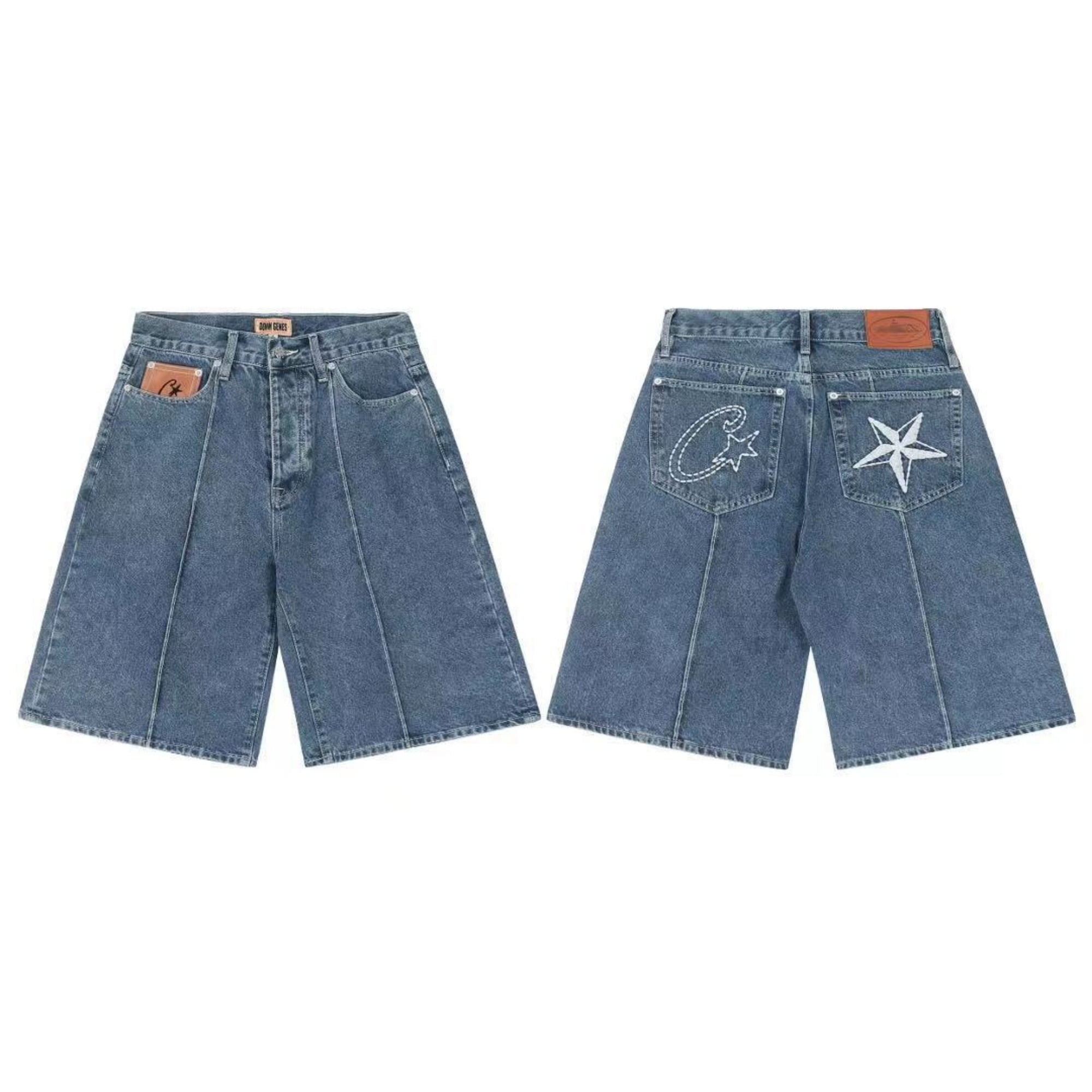 Corteiz Star Embroidered Denim Jacket - Vintage Washed Hip