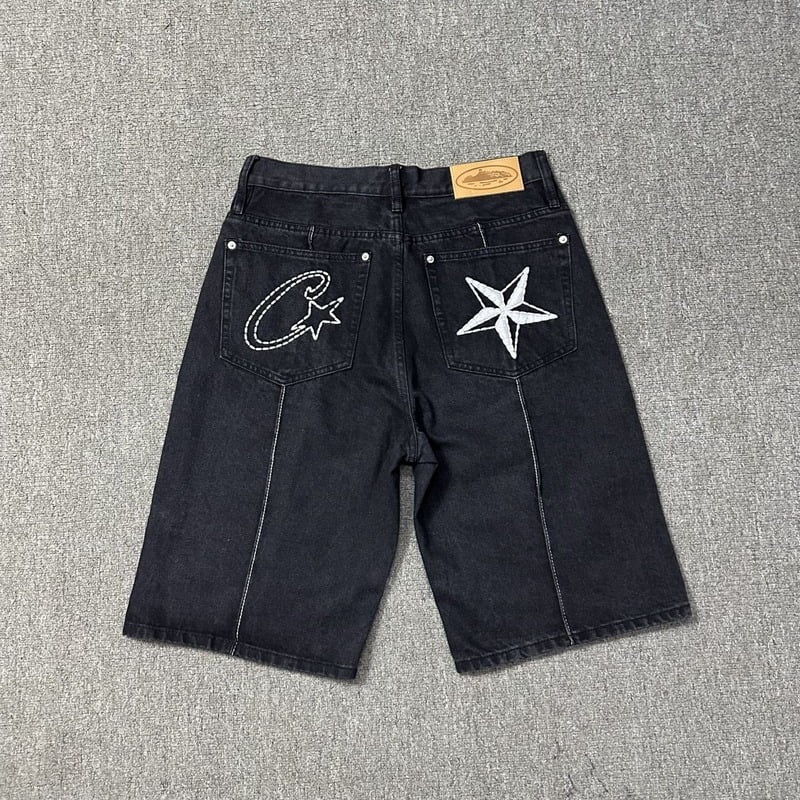 Corteiz mens casual denim shorts mid jean shorts unisex Corteiz mens casual denim shorts mid jean shorts unisex