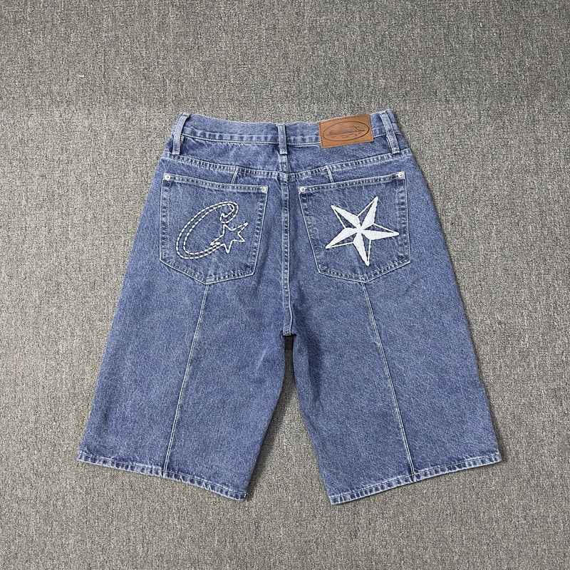 Corteiz mens casual denim shorts mid jean shorts unisex Corteiz mens casual denim shorts mid jean shorts unisex
