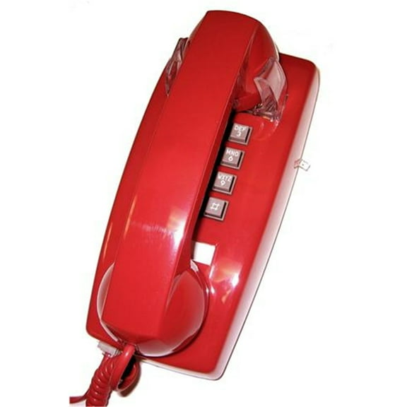 Cortelco 2554-VOE-RD Traditional Corded Wall Phone Electronic Ringer Red