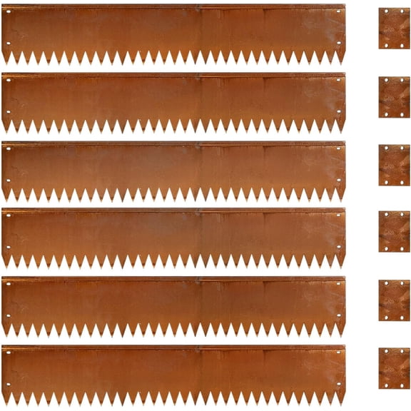 Corten Steel Landscape Edging 40 inch Pre-Rusted Corten Steel Garden Edging 6 Inch Depth 180 Degree Bend 6 Pack for Lawn Yard