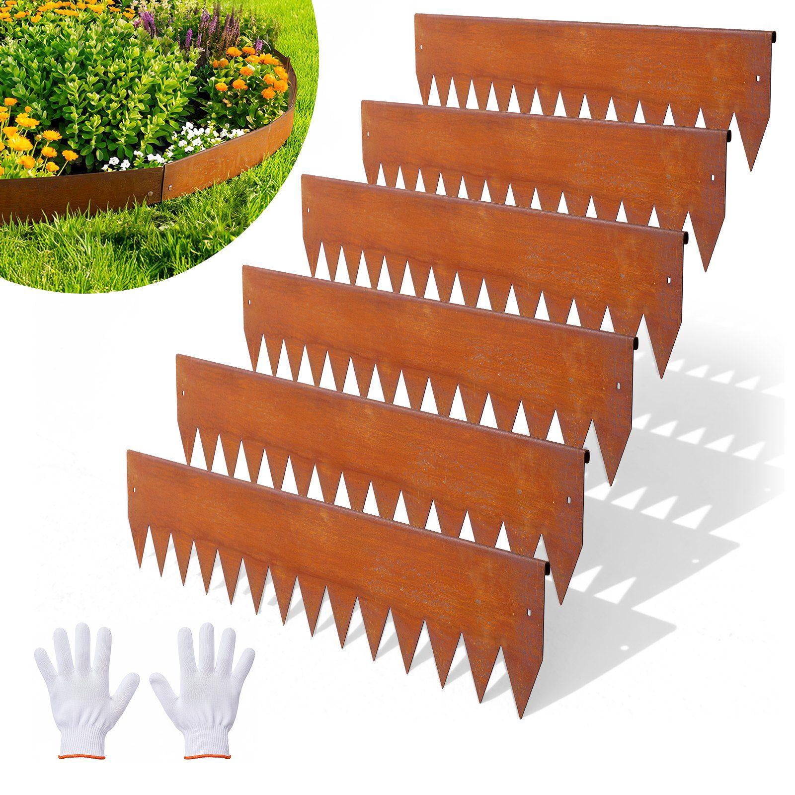Corten Steel Landscape Edging 6 Pack 40x6 Inch Metal Garden Border with ...