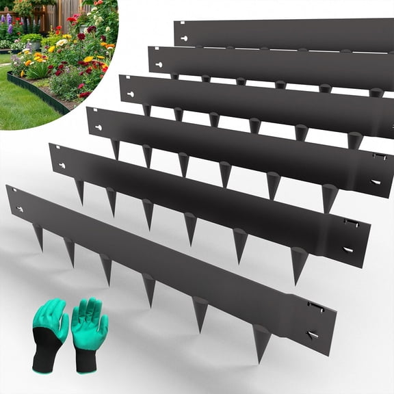 Corten Steel Landscape Edging 6‑Pack, Hammer‑In Metal Garden Border, Decorative Lawn Flower Bed Edging for Yard, Pathways & Driveways