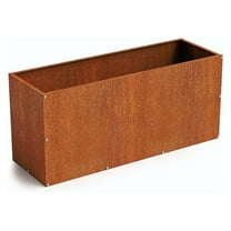 Corten Steel Rectangular Outdoor Planter Box, Rustic & Modern Farmhouse Design, Large Raised Metal Garden Bed for & Residential Use (36in x 12in x 16in)