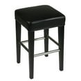 thumbnail image 1 of Cortesi Home Onyx Counter Stool in Genuine Leather with Black Legs, Black, 1 of 9