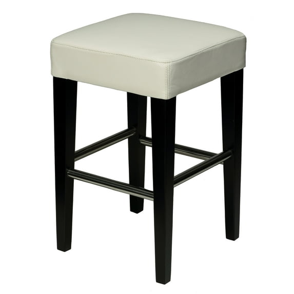 Cortesi Home Aspen Counter Stool in Genuine White Leather with Black Legs