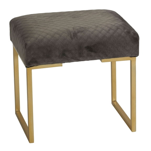 Cortesi Home Allium Ottoman with Painted Gold Legs, 19" Wide, Gray Velvet