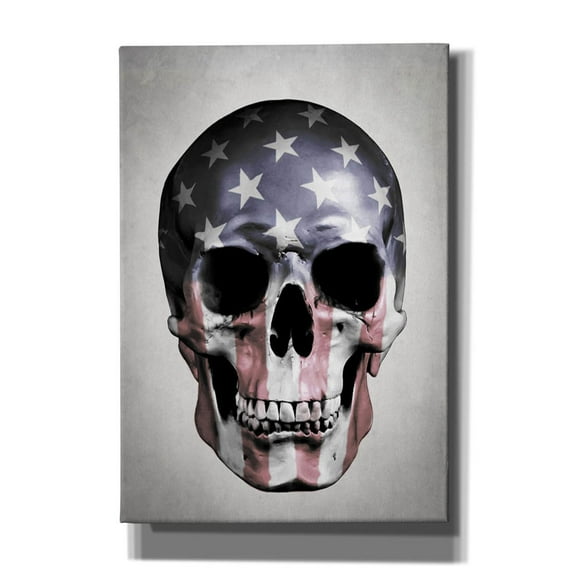 Cortesi Home 'American Skull-Grey' by Nicklas Gustafsson, Canvas Wall Art, 18"x26"
