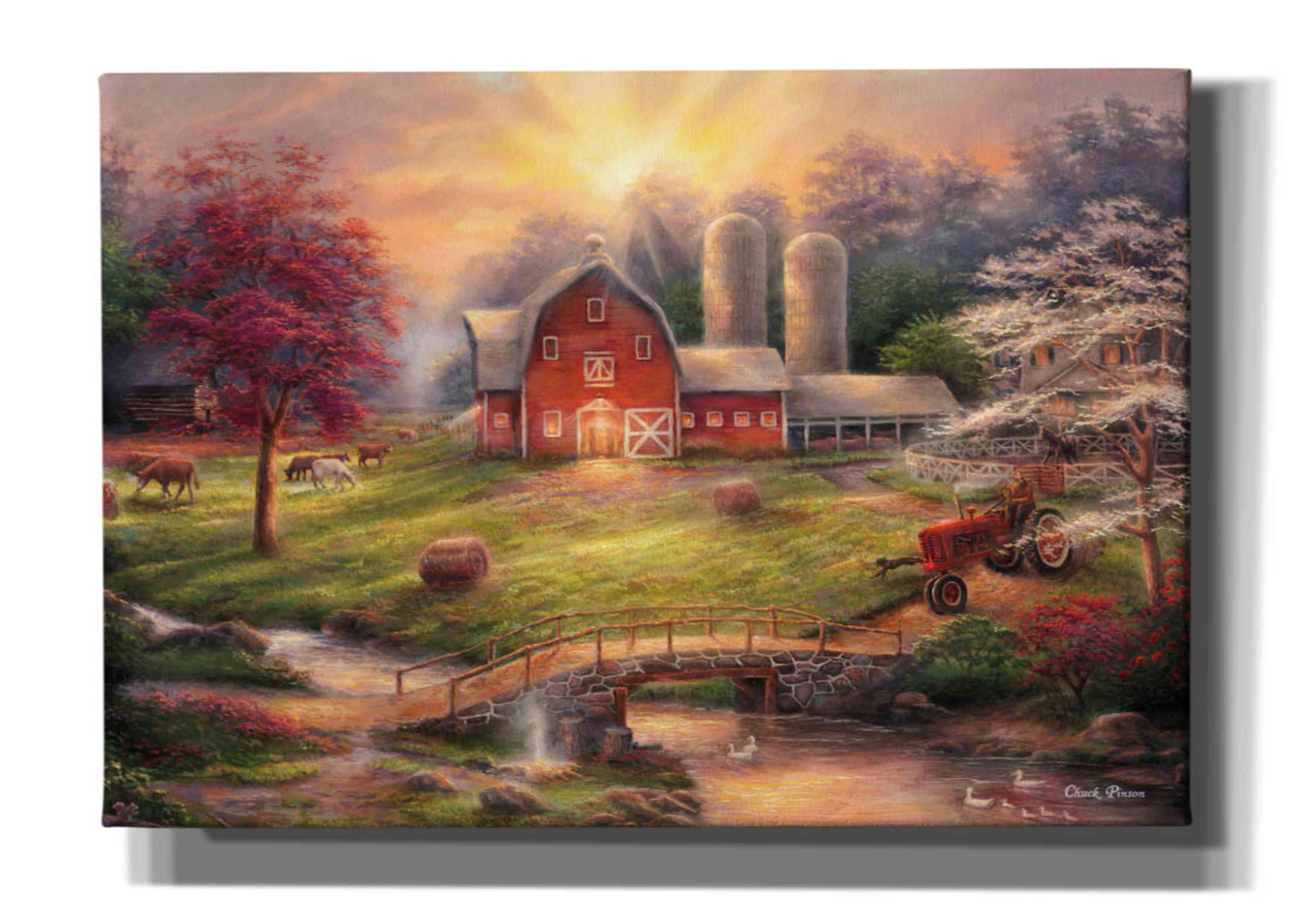 Chuck Pinson Sunrise Farm Scene Canvas Wall Art, 26" x 18"