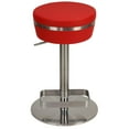 thumbnail image 1 of Cortesi Home  Athena Premium Adjustable Backless Round Barstool in Brushed Stainless Steel with Heavy Solid Base, Red, 1 of 4