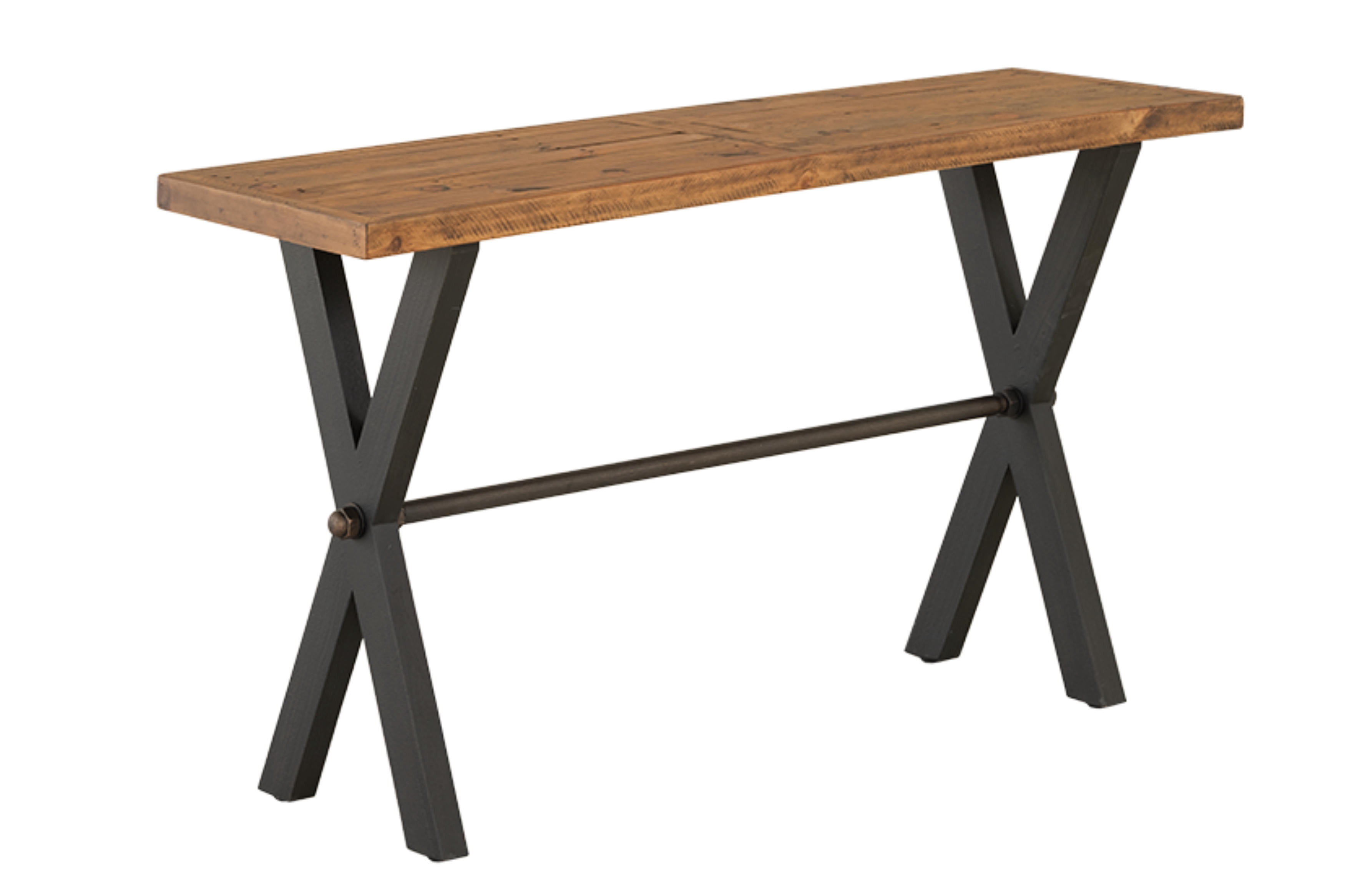 Cortesi Home Austin Console Table, Solid Reclaimed Wood with Black Wood ...