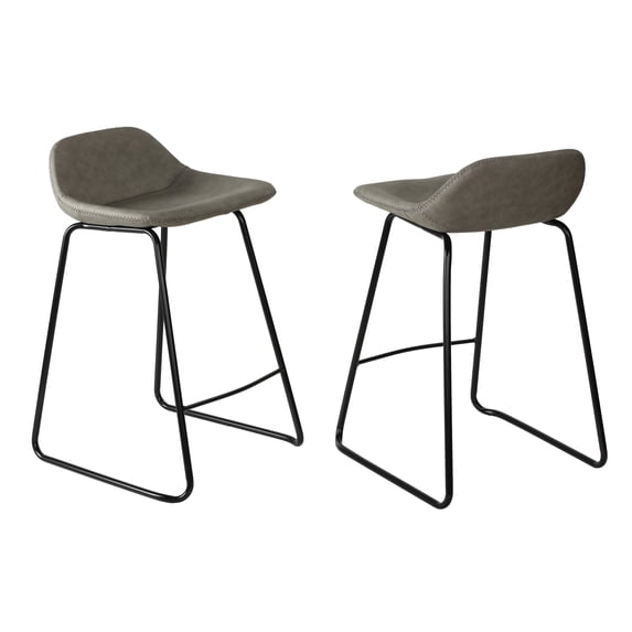 Cortesi Home Ava Counterstools in Grey Faux Leather (Set of 2)