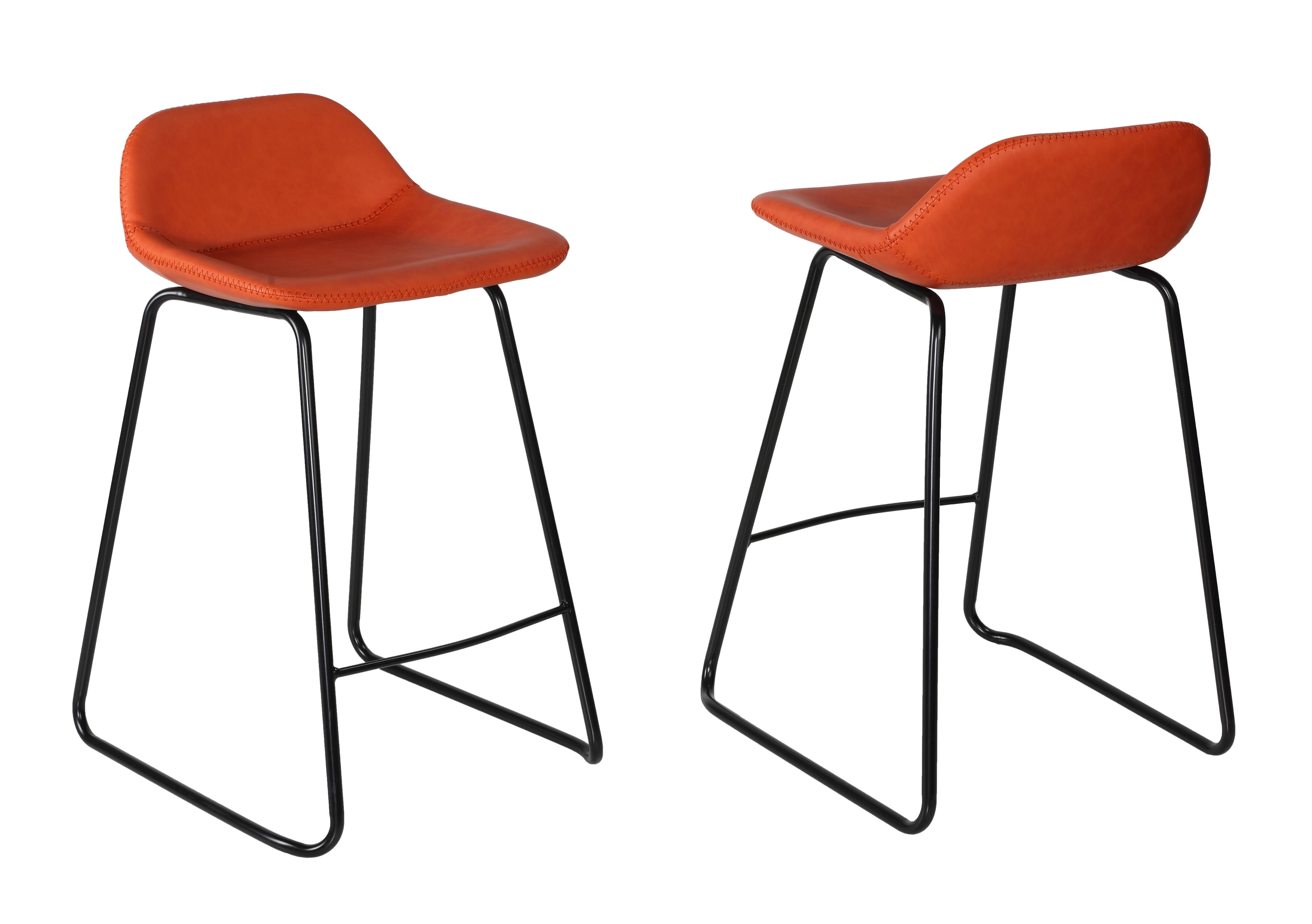 Cortesi Home Ava Counterstools in Terracotta Faux Leather Set of 2
