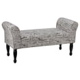 thumbnail image 1 of Cortesi Home Bailee Beige Script on Linen Fabric Padded Accent Bench, 1 of 2