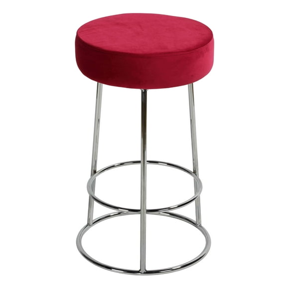 Cortesi Home Bodiam Counterstool in Pink Velvet and Chrome, 24"