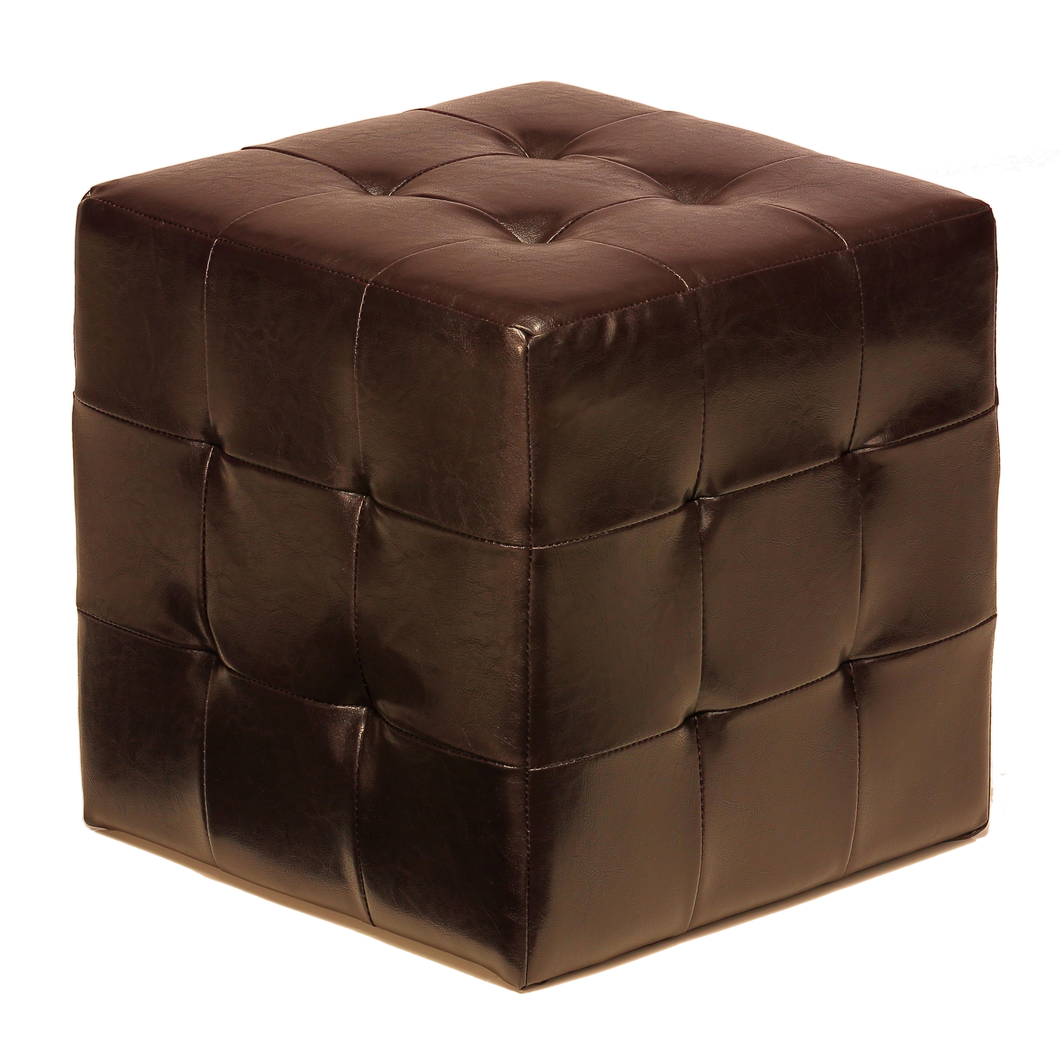 Cortesi Home Braque Espresso Cube Ottoman in  Vinyl