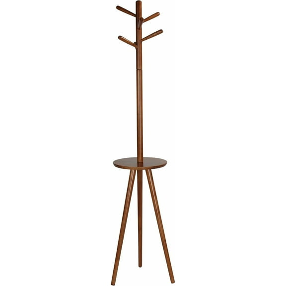 Cortesi Home CH-CR420512 Joey Wooden Coat Rack with Side Table, Oak