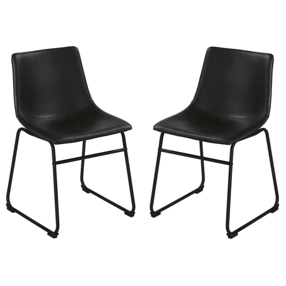 Cortesi Home Casablanca Dining Chair in Chalkboard Black Faux Leather (Set of 2)