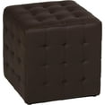 thumbnail image 1 of Cortesi Home Charli Tufted Cube Ottoman in 100% Genuine Leather, Brown, 1 of 8