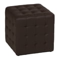 thumbnail image 1 of Cortesi Home Charli Tufted Cube Ottoman in 100% Genuine Leather, Brown, 1 of 3