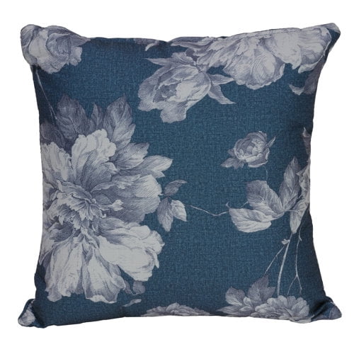 cortesi home chintz decorative soft velvet square accent throw pillow with insert, 16" x 16", blue