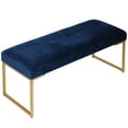 thumbnail image 1 of Cortesi Home Claymore Large Ottoman Bench with Painted Gold Legs, Blue Velvet, 1 of 4
