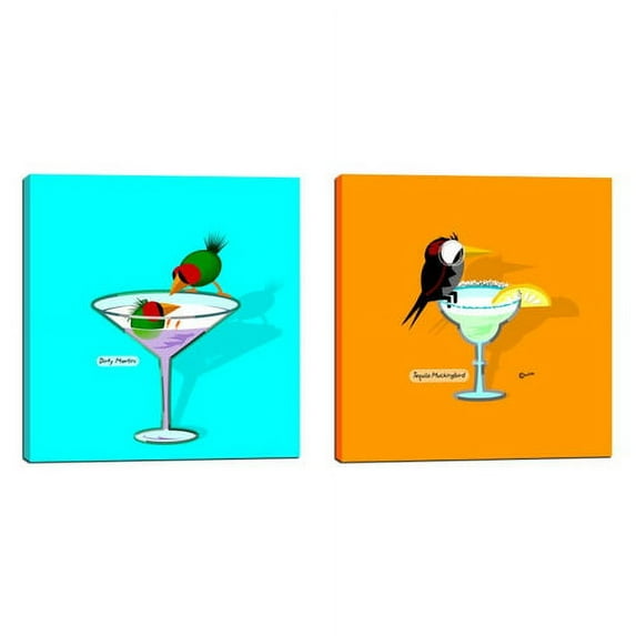 Cortesi Home ''Cocktail Birds Series'' Diptych by Chuck Wimmer 2 Piece Graphic Art on Canvas Set