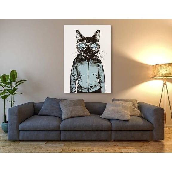 Cortesi Home  "Cool Cat" by Nicklas Gustafsson, Giclee Canvas Wall Art - Blue 40"x60"