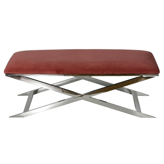 Cortesi Home Himalaya X Bench Ottoman, 47", Blush Pink