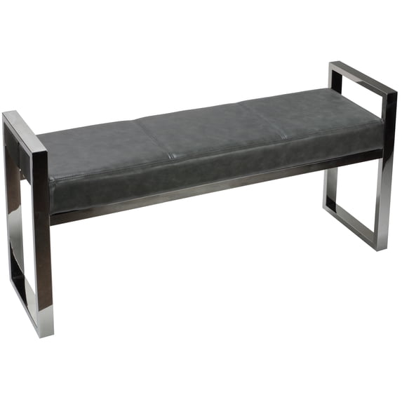 Cortesi Home Holden Contemporary Chrome Metal Entryway Bench, Antique Grey