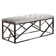 thumbnail image 1 of Cortesi Home Kora Long Contemporary Metal Bench Ottoman in Grey Velvet, 43x17x18, 1 of 4