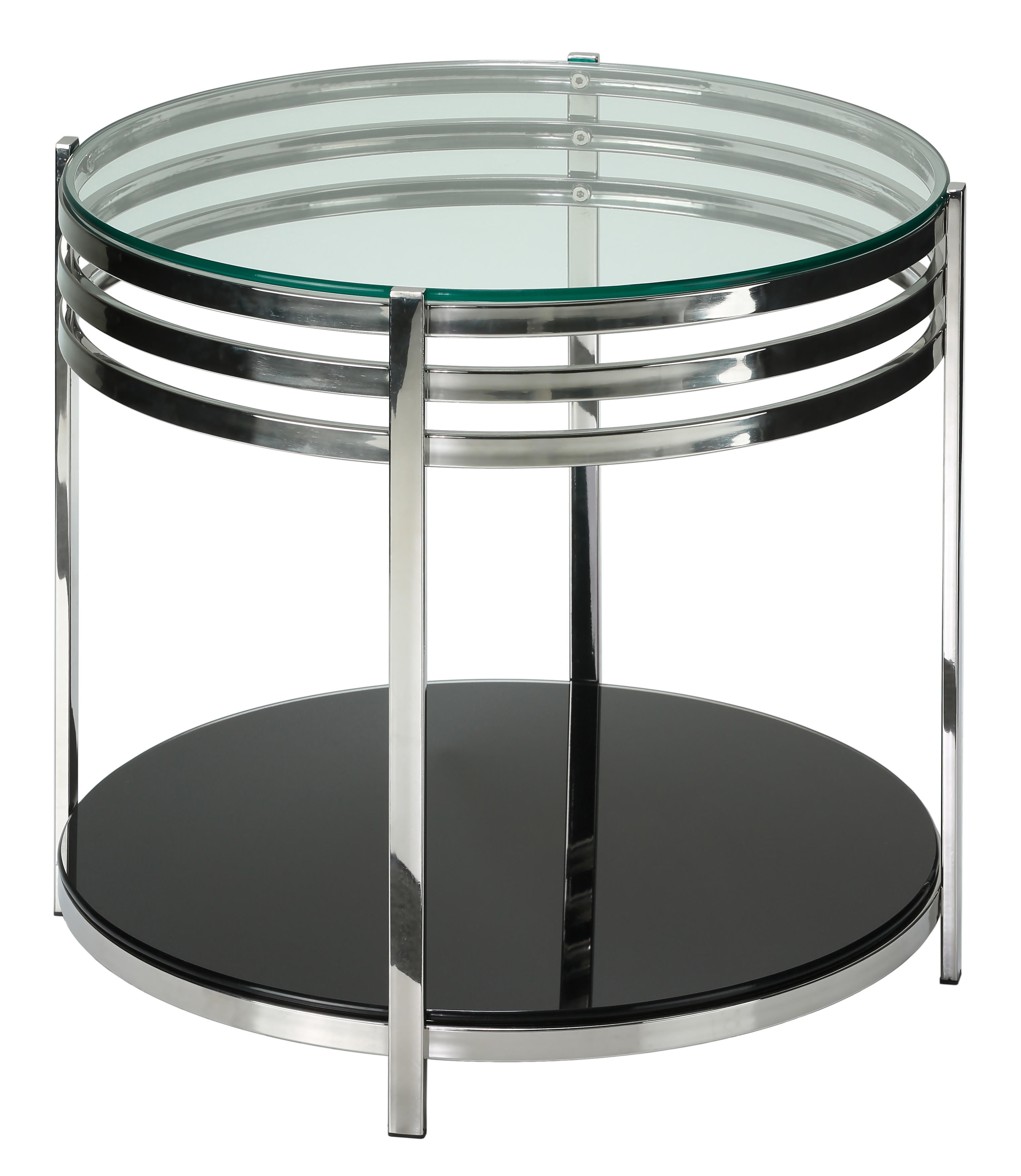 Chrome and Glass Two-Tier Round End Table