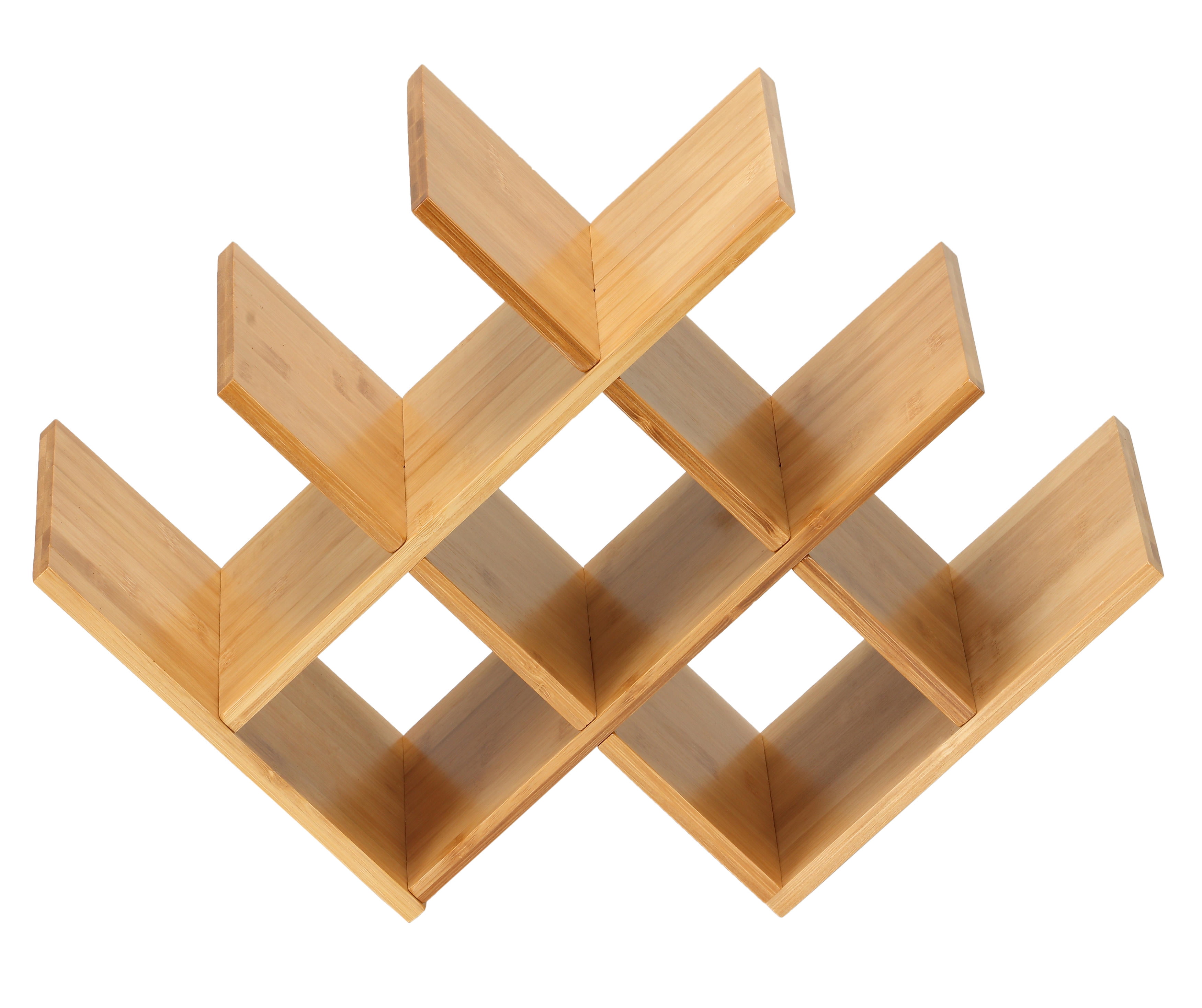 Linda Natural Bamboo 8 Bottle Wine Rack, Compact and Lightweight