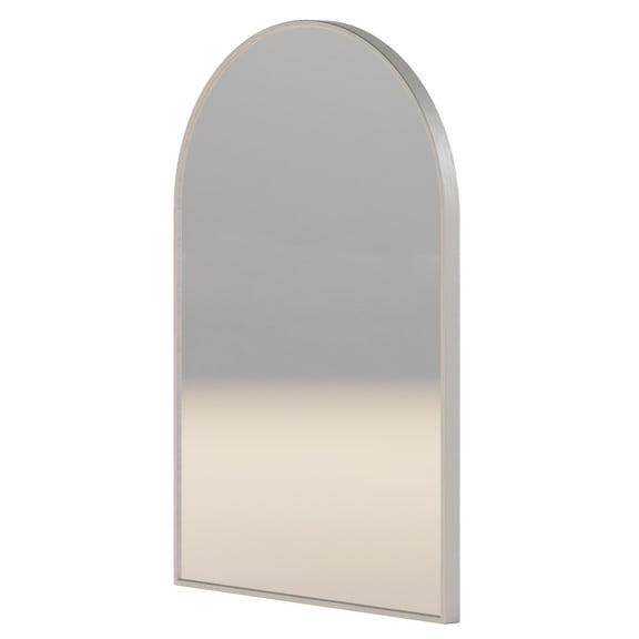 Cortesi Home Lucy Arched Mirror with Brushed Silver Aluminum Frame, 20"x30"