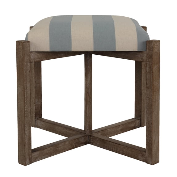 Cortesi Home Monboy Square Ottoman 20" Height, Blue and White Striped