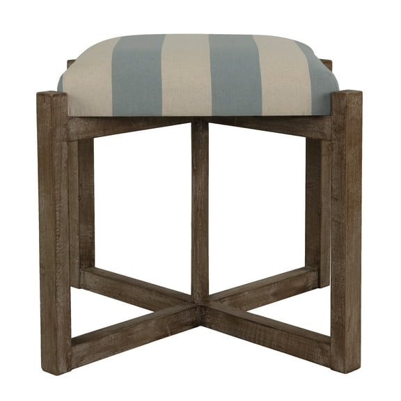 Cortesi Home Monboy Square Ottoman 20" Height, Blue and White Striped