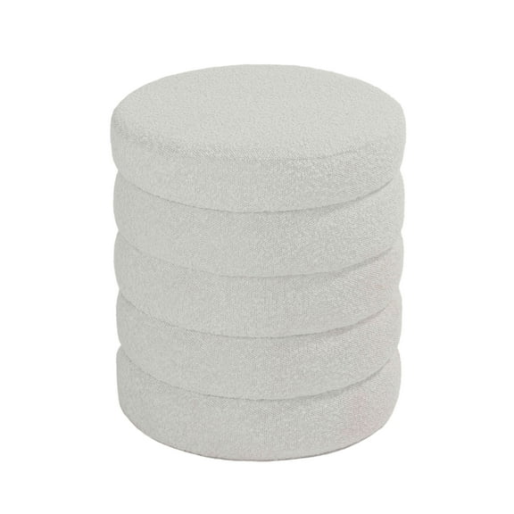 Cortesi Home Morcant Cylindrical Storage Ottoman, Light Grey