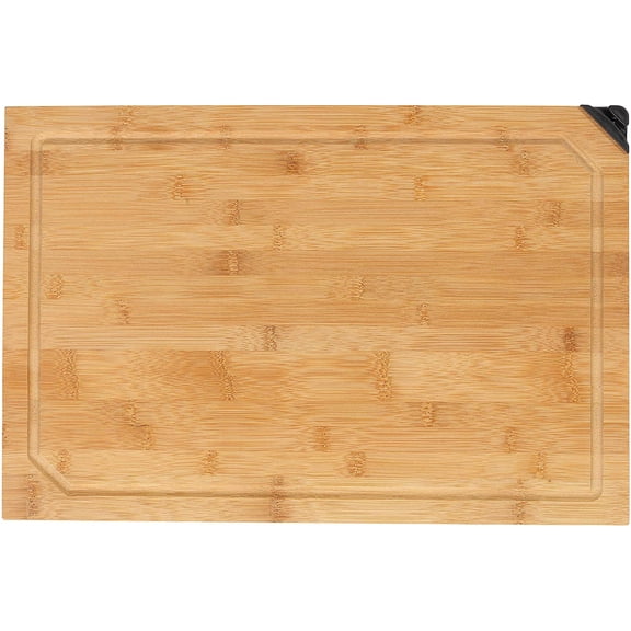 Cortesi Home Nuri Natural Bamboo Cutting Board with Knife Sharpener, 12"x18"