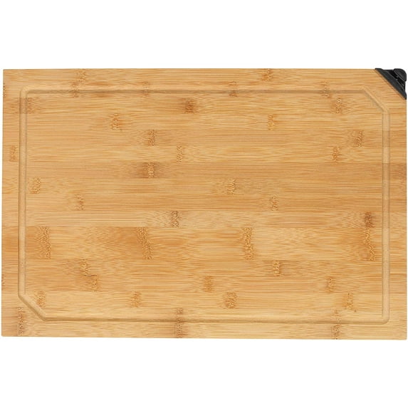 Cortesi Home Nuri Natural Bamboo Cutting Board with Knife Sharpener, 12"x18"