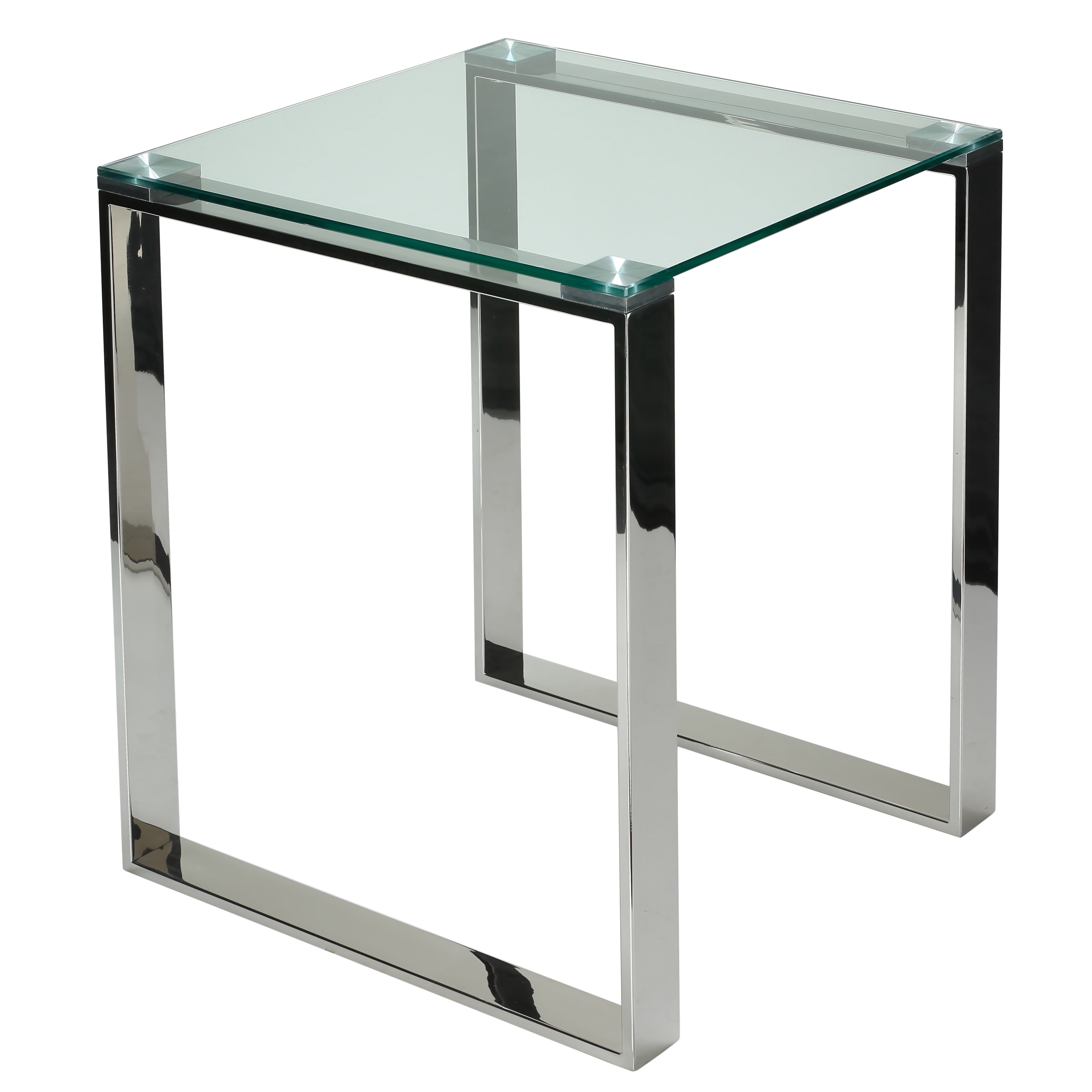 Sleek Chrome and Tempered Glass Square End Table