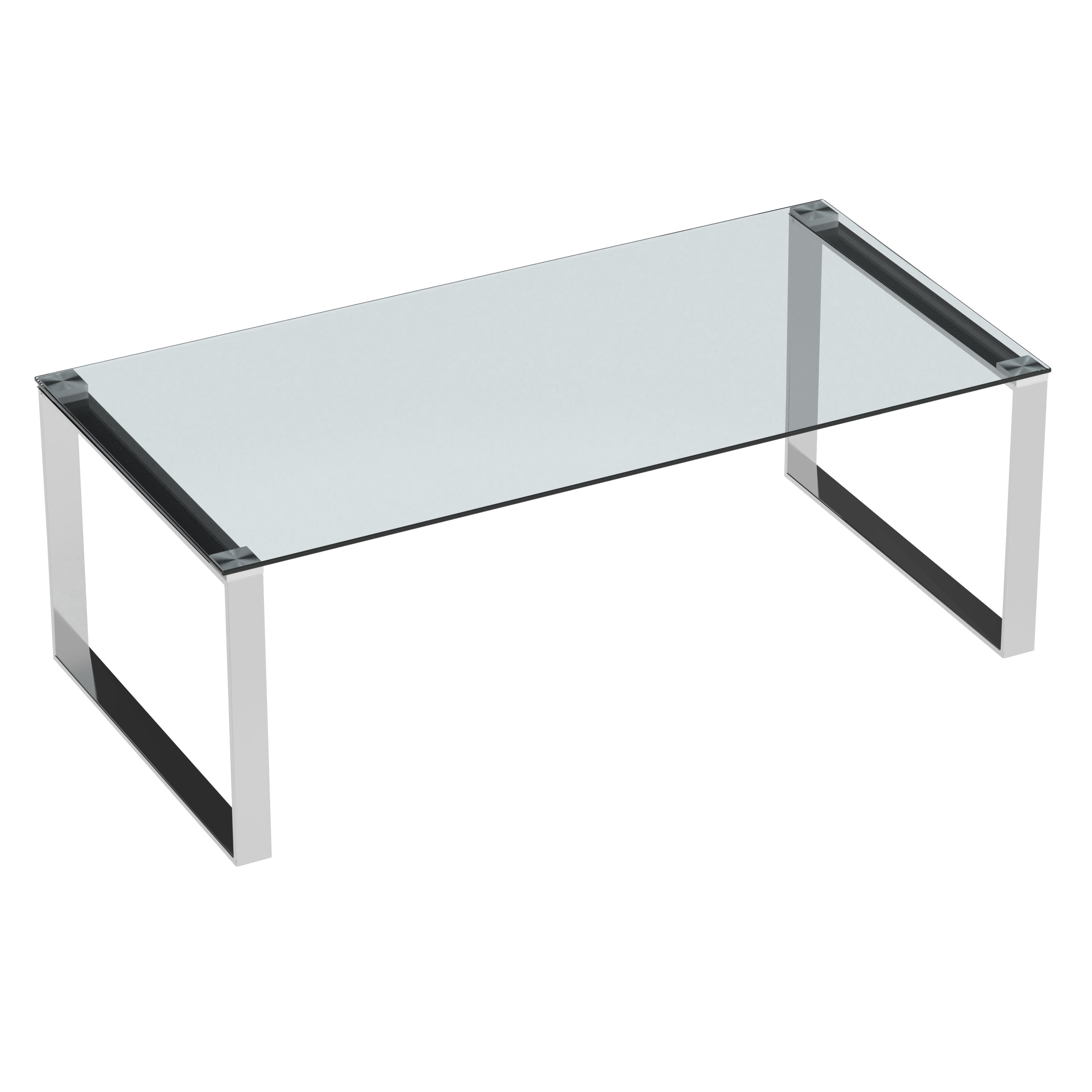 Rectangular Chrome Glass Lift-Top Coffee Table with Storage