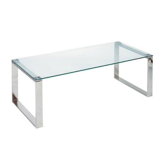 Cortesi Home Remi Contemporary Glass Coffee Table with Chrome Finish
