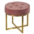 thumbnail image 1 of Cortesi Home Rosa Round Ottoman, Blush Pink Velvet with Brushed Gold Stainless Steel, 1 of 4