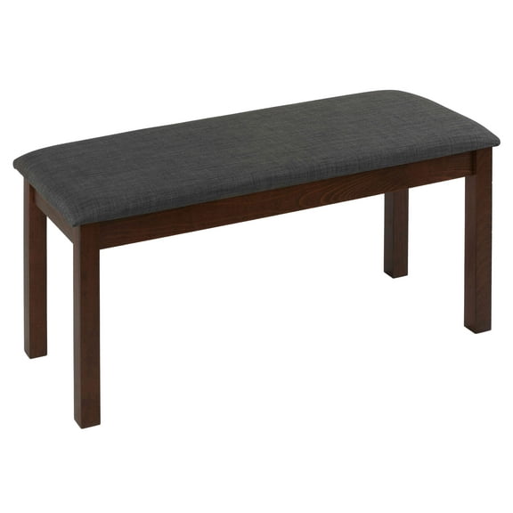 Cortesi Home Rosco Dining Bench in Charcoal Fabric, Walnut Finish 40"