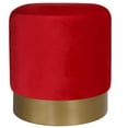 thumbnail image 1 of Cortesi Home Sheppe Cylindrical Ottoman 18", Red Velvet with Gold Metal Base, 1 of 3
