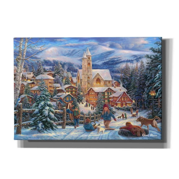 Cortesi Home 'Sledding to Town' by Chuck Pinson, Canvas Wall Art, 18"x26"