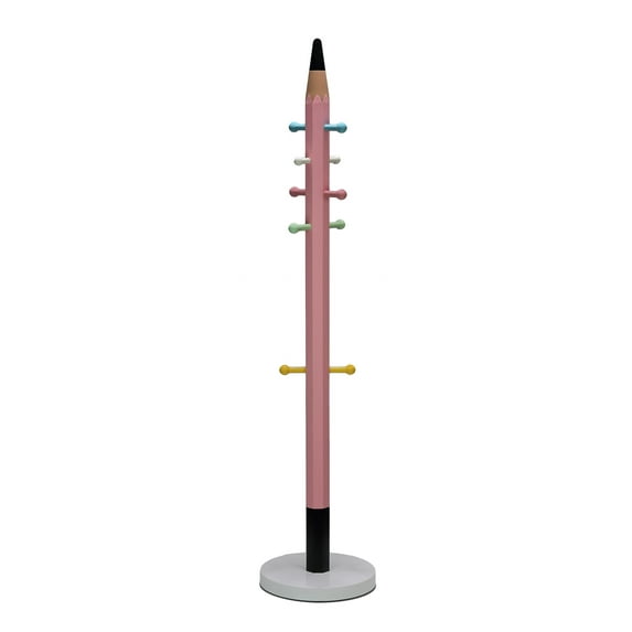 Cortesi Home Tickle Me Pink Pencil Kids Coat Rack Tree with Marble Base